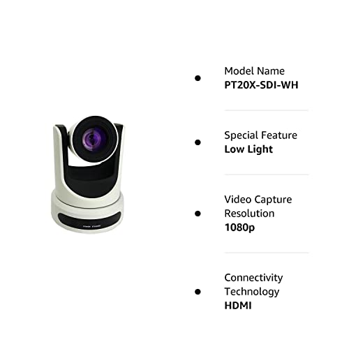 PTZOptics Live Streaming Cameras - 1080P Indoor PTZ Cameras with SDI, HDMI and IP Control + PoE (30X-SDI, White)