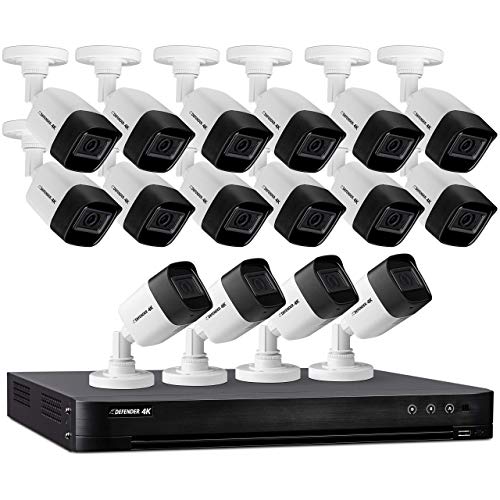 Defender 4K 8MP Ultra HD Vision AI Smart Artificial Intelligence Wired 2TB 16 CH DVR Security System with 16 Deterrence Cameras,Human & Vehicle Detection,Color Night Vision,Spotlight & Free Mobile App