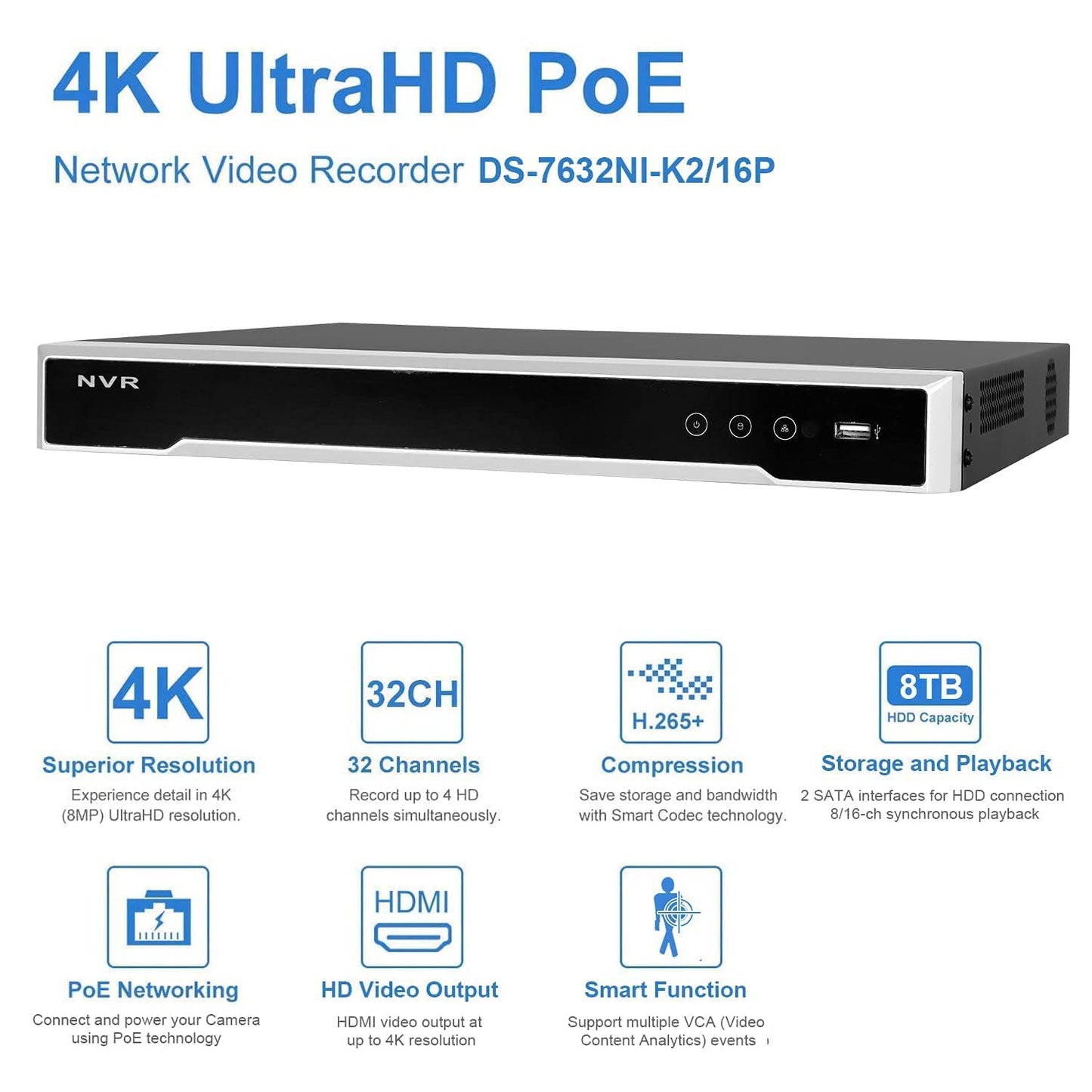 Anpviz 4K 8MP 32 Channel NVR POE Security Systems, 32CH 4K H.265+ NVR with 8TB HDD, 24pcs Wired 8MP IP POE Turret Cameras Outdoor with Audio Business Security System, Wide Angle, 98ft Night Vision