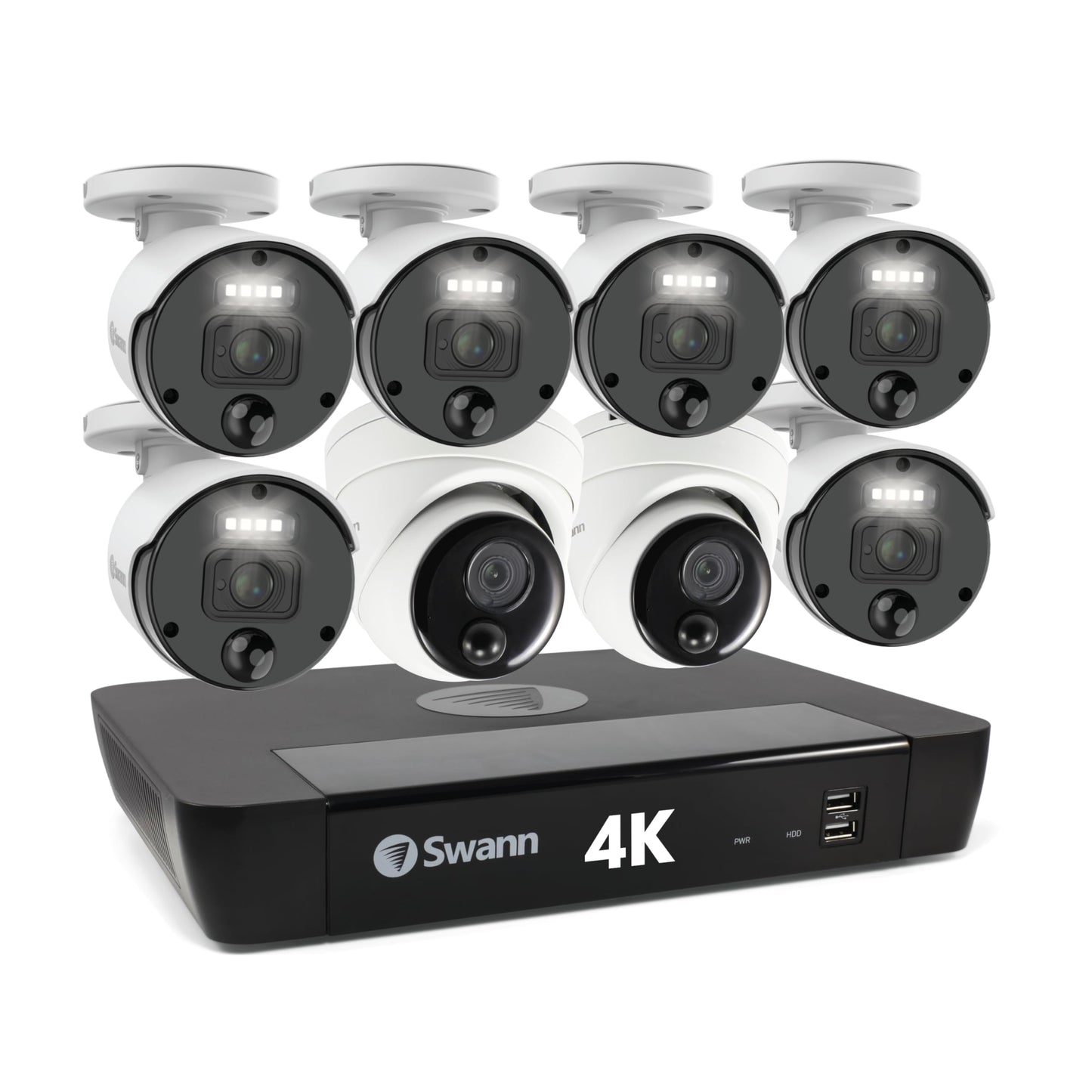 Swann 4K Master Security Camera System, 8 Bullet 8 Dome IP Cameras, 16-Ch NVR with 2TB HDD, Indoor/Outdoor PoE Wired, 24/7 Home Surveillance, Color Night Vision, True Detect, Spotlights, 1676808B8D