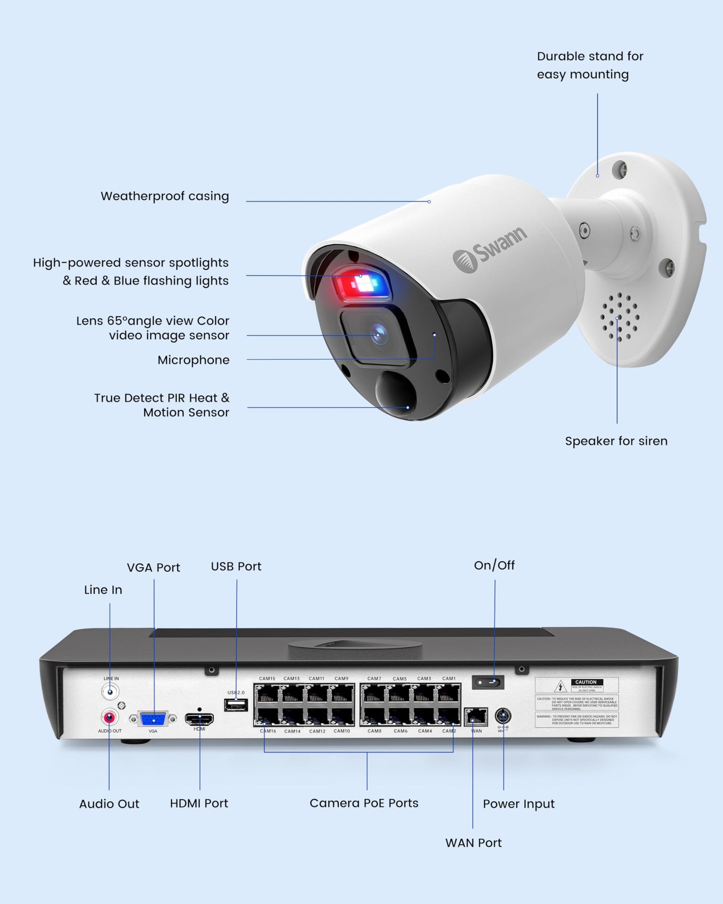 Swann 12MP Security Camera System, 16 Channel NVR with 4TB, 16 IP Cameras Indoor Outdoor Home, 6k Mega HD PoE Wired,Video Analytics, 2-Way Audio, Sirens, Color Night Vision, True Detect, 1690008B8DE