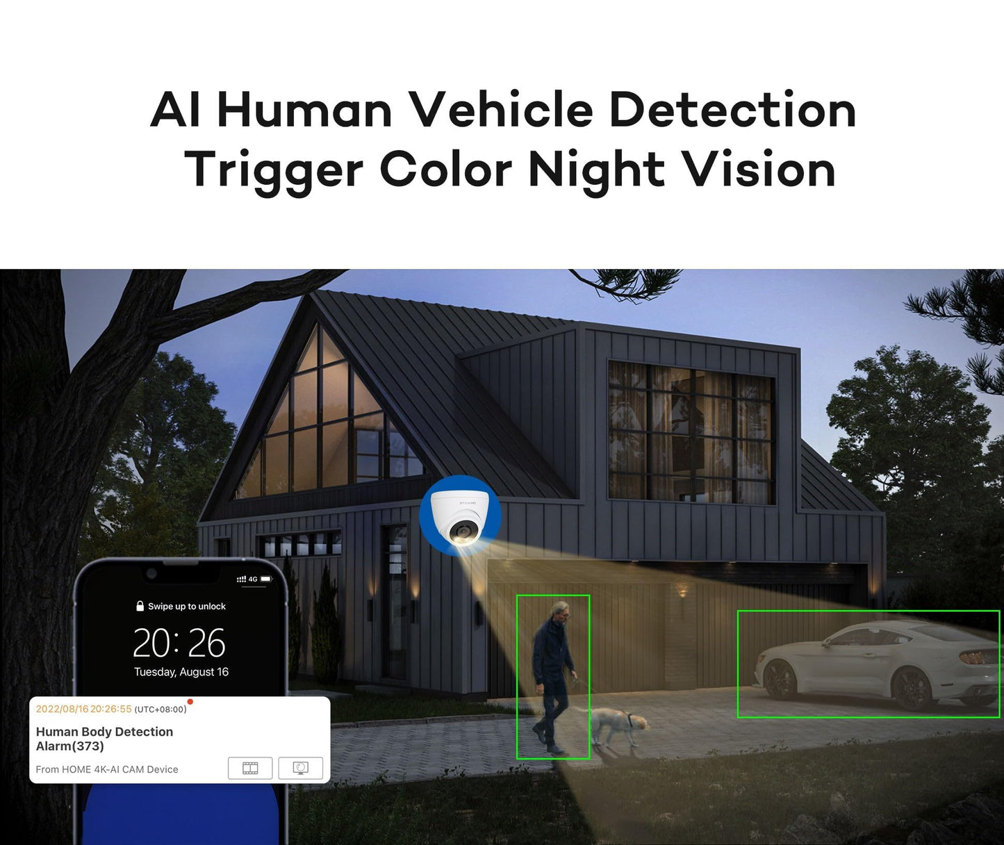 ONWOTE 32 Channel 4K NVR PoE Security Camera System, AI Human Vehicle Detection Trigger Spotlights & Color Night Vision, 32CH 4K 8MP NVR 8TB HDD, 20x 6MP 110° PoE IP Cameras, Business Surveillance