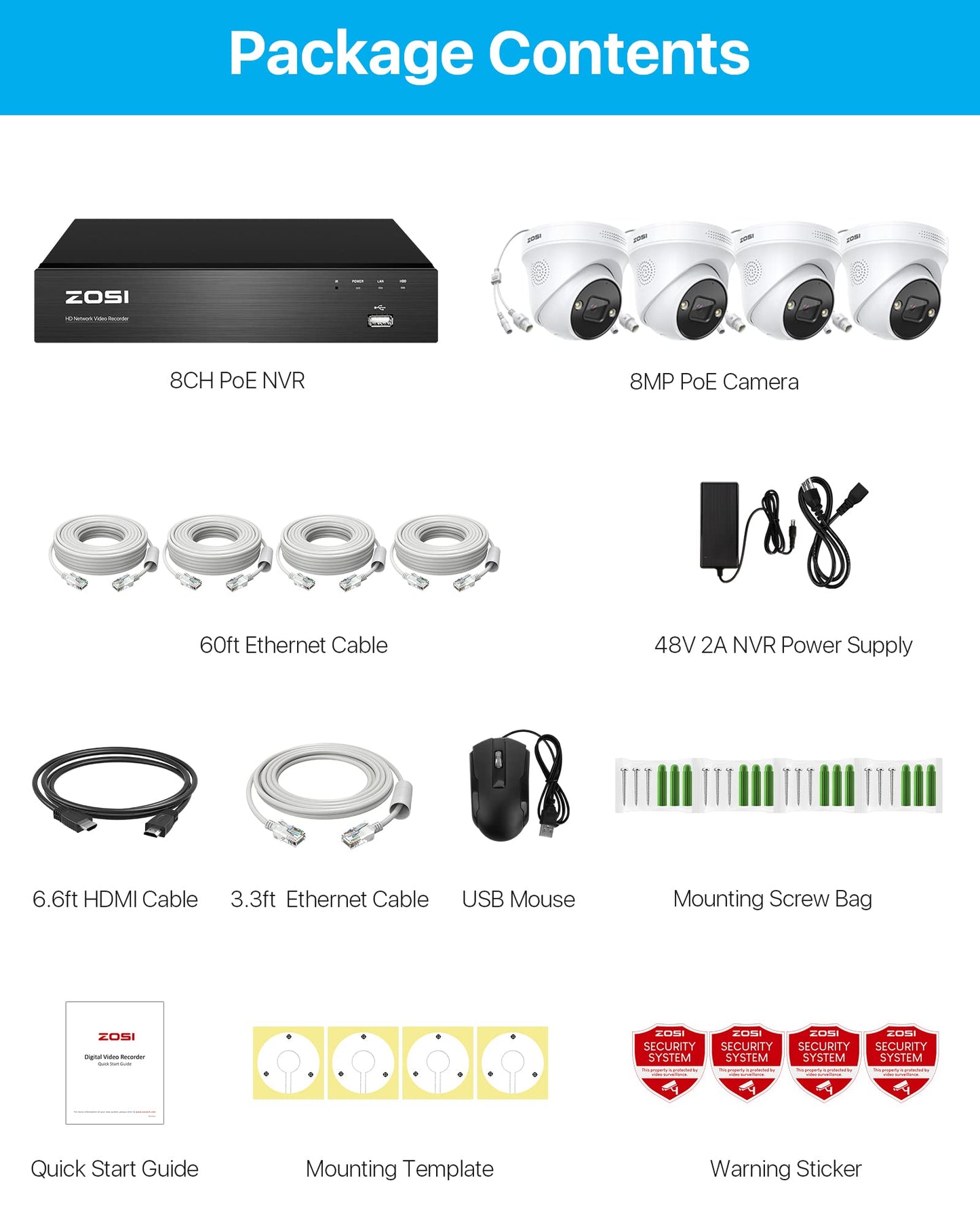 ZOSI 24CH 4K PoE Security Camera System with 4TB HDD,16pcs 8MP Outdoor Audio IP Cameras,Night Vision,Person Vehicle Detection,Smart Light Siren,Dual Disk Backup,4K 16 Port 24CH NVR for 24/7 Recording