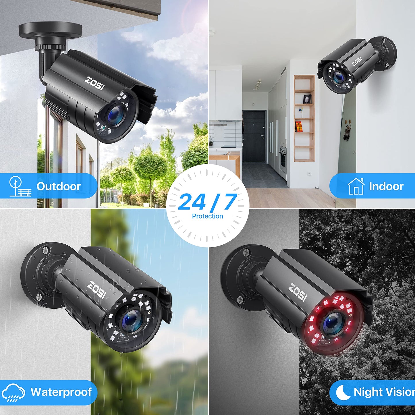 ZOSI 24CH 4K PoE Security Camera System with Face/Person/Vehicle Detection,16 Port 24CH 8MP NVR with 4TB HDD,2 Way Audio,Night Vision,16x 4K Outdoor IP Dome Cameras,Dual Disk-Backup for 24/7 Recording